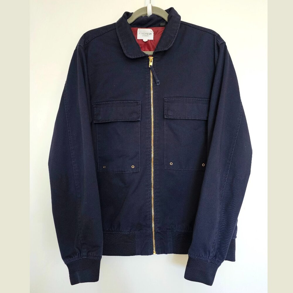 Five Four Lennox Lightweight Zip Up Jacket Large Navy w/Burgundy Lining